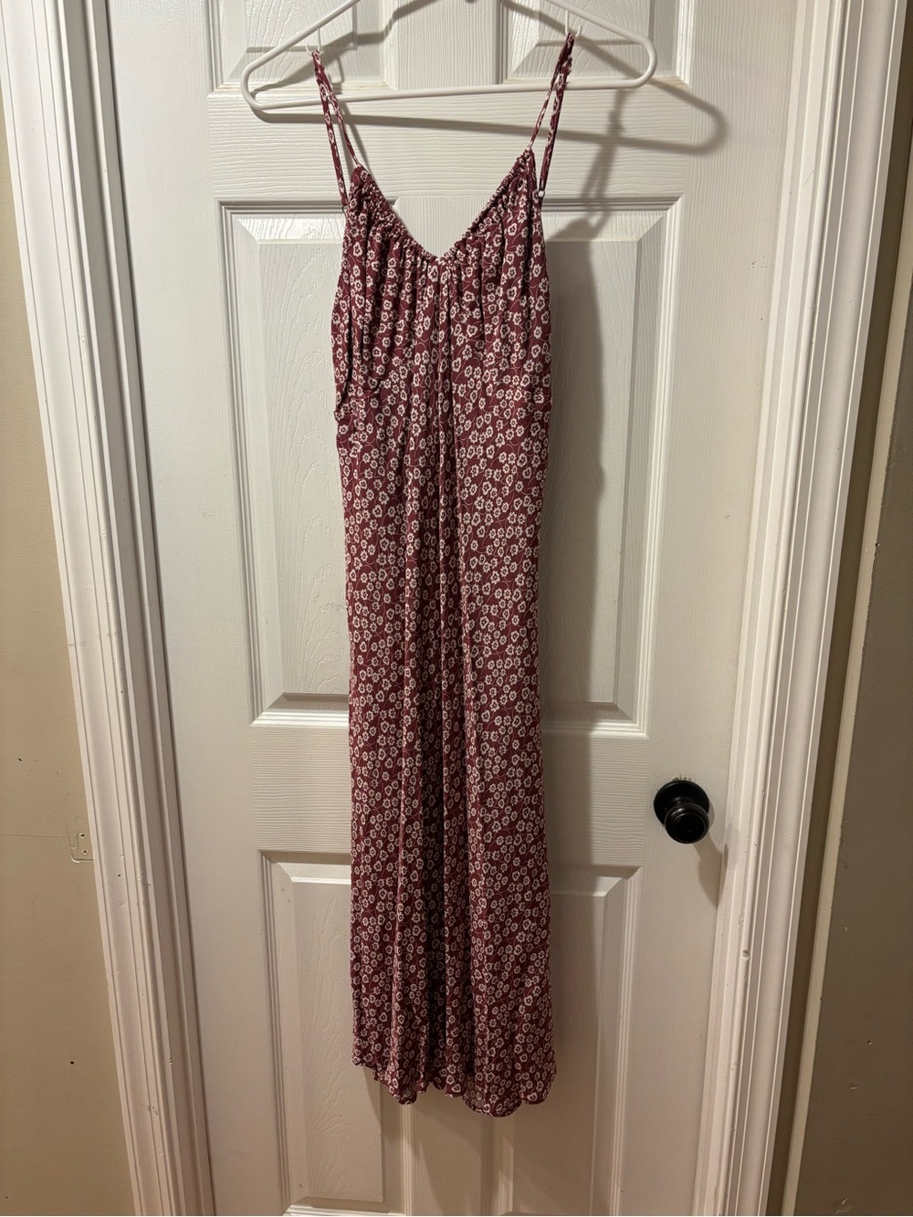 Women's Spaghetti Strap Floral Maxi Dress - Maroon